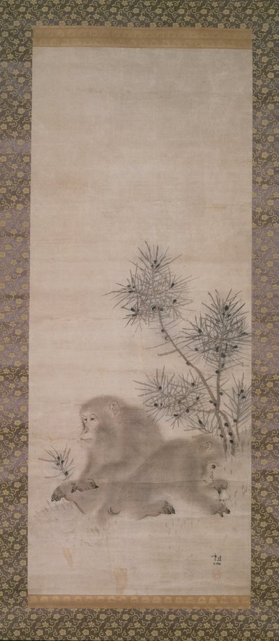 Monkeys with Pine Saplings and Butterfly by Mori Sosen